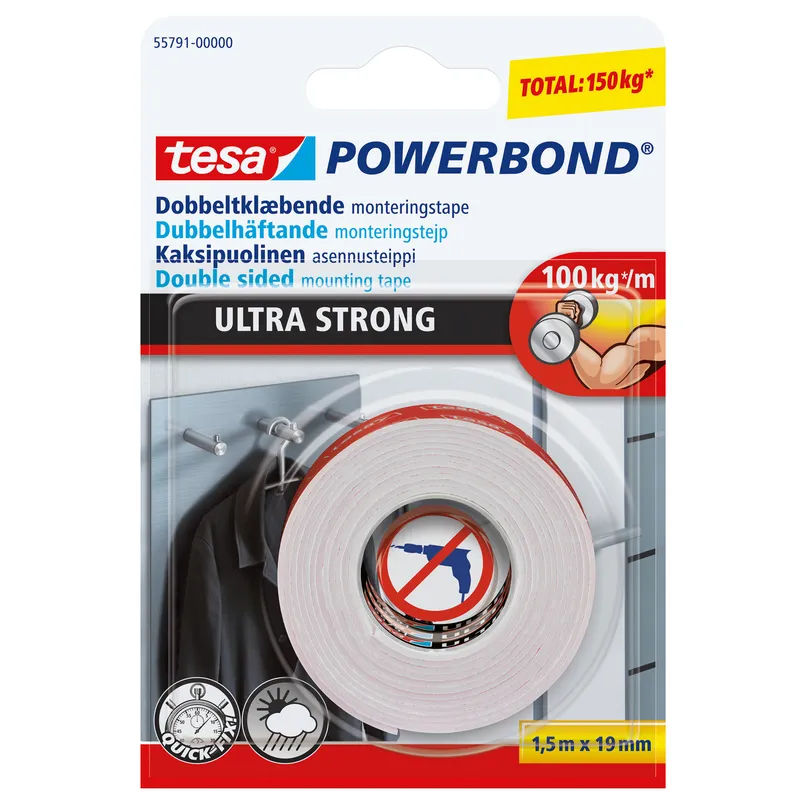 Alternativ bild 0 för tesa® Monteringstejp Powerbond 19mmx1,5m