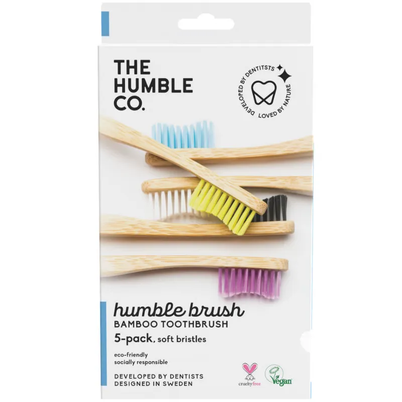 Bild 2 för The Humble Co. Humble Bambutandborstar Mjuk Blandade färger 5-pack