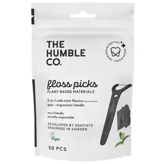 Produktfoto för The Humble Co. Humble Floss Picks Charcoal Grip Handle 50 st