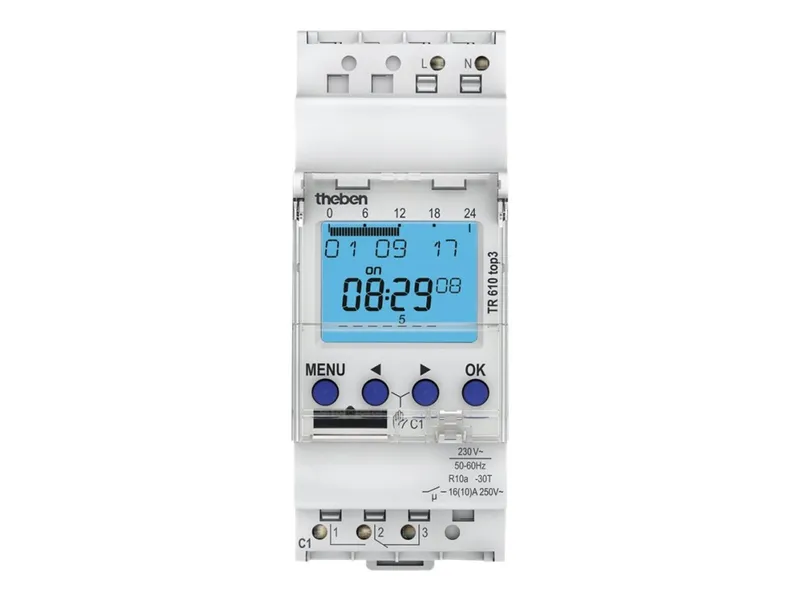 Alternativ bild 0 för Theben Timer för DIN-skena Driftspänning (num): 230 V/AC TR610 top3 1 x omkopplare 16 A 250 V/AC Veckoprogram