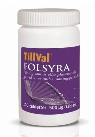 Produktfoto för TillVal Folsyra 100 tabletter