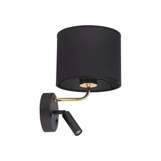 Produktfoto för TK Richi v&auml;gglampa - svart tyg och guldmetall