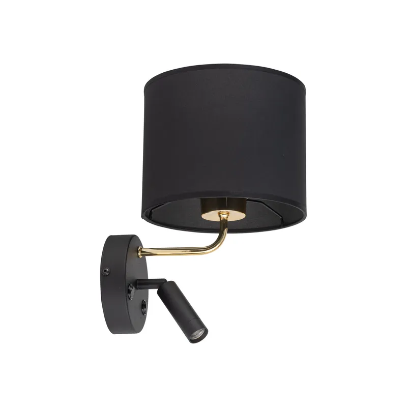 Alternativ bild 0 för TK Richi v&auml;gglampa - svart tyg och guldmetall