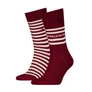 Alternativ bild 0 för Tommy Hilfiger Strumpor 2P Men Breton Crew Socks Mörkröd Strl 43/46 Herr