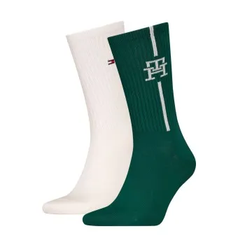 Alternativ bild 0 för Tommy Hilfiger Strumpor 2P Monogram Sock Grön/Vit Strl 43/46 Herr