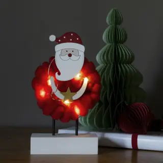 Produktfoto för Tomte trä&bomull 6 LED (Röd)