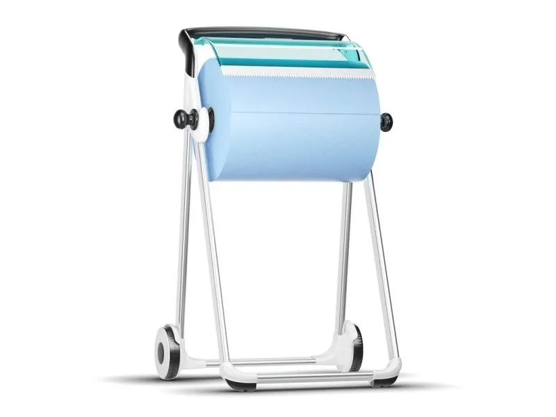 Alternativ bild 0 för Tork Dispenser golvställ W1 Performance, manuellt flyttbar, vit och turkos, 101 x 64,6 x 53 cm