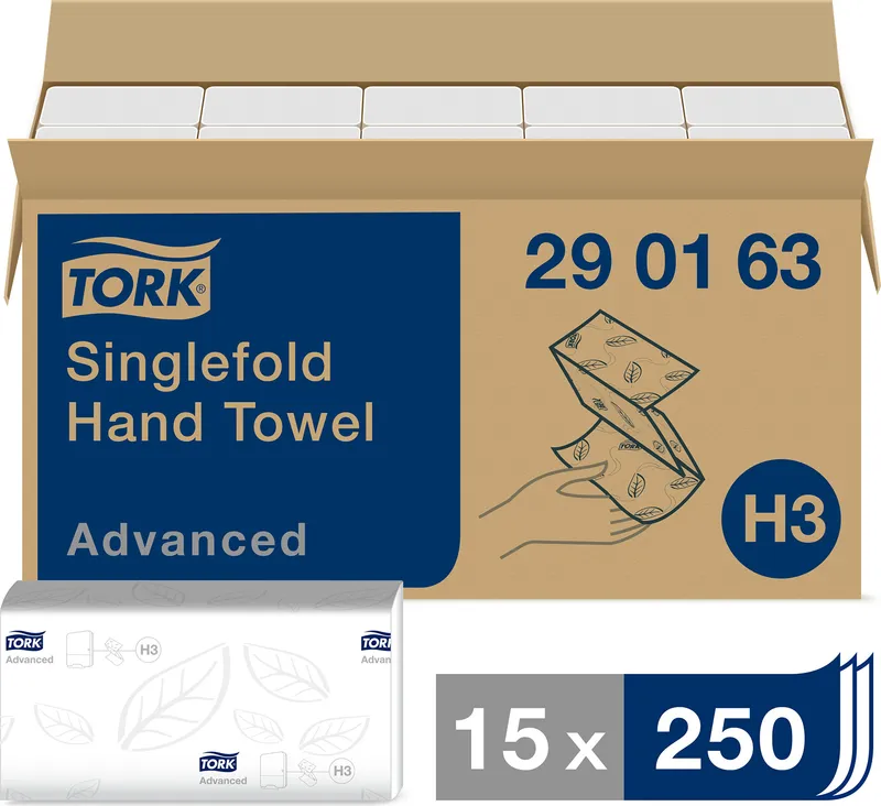 Alternativ bild 0 för Tork Pappershandduk Advanced Singlefold H3 Z-vikt 2-lagers vit