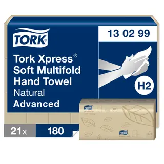Produktfoto för Tork Pappershandduk Xpress H2 Advanced Mjuk Multifold 2-lagers natur