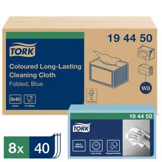 Produktfoto för Tork Rengöringsduk Premium W8 blå