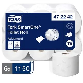 Produktfoto för Tork Toalettpapper Advanced T8, 2-lagers, 1 150 stycken, präglad, 134 mm, vit