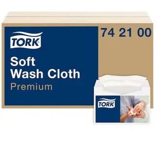 Produktfoto för Tork Tvättlapp Premium, engångsbruk, 1-lag, vit