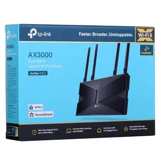 Produktfoto för TP-Link Archer AX53, Wi-Fi 6 (802.11ax), Dual-band (2,4 GHz / 5 GHz), Nätverksansluten (Ethernet), Svart, Bordsrouter