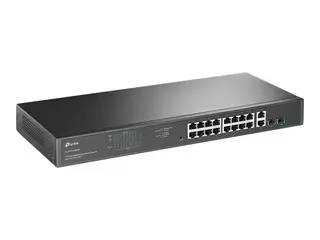 Produktfoto för TP-Link JetStream TL-SG1218MPE - Switch - smart - 16 x 10/100/1000 (PoE+) + 2 x Gigabit SFP - rackmonterbar - PoE+ (192 W) - Växelström 100 - 240 V