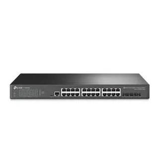 Produktfoto för TP-Link TL-SG3428X, Managed, L2+, Gigabit Ethernet (10/100/1000), monterad på stativ