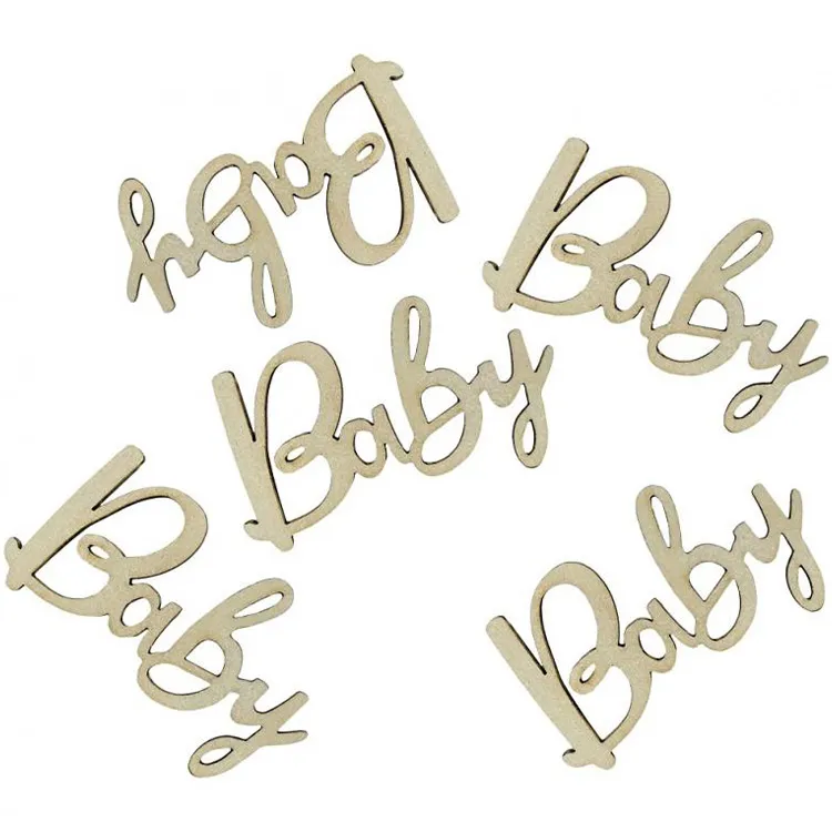 Alternativ bild 0 för Träkonfetti Bordsdekoration Baby 18-pack