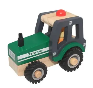 Produktfoto för Traktor i træ med gummihjul/ Wooden Tractor w. rubber wheels