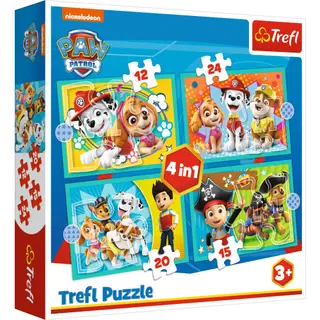 Produktfoto för Trefl Paw Patrol Pussel Happy team 4i1 (12-15-20-24-bitar)