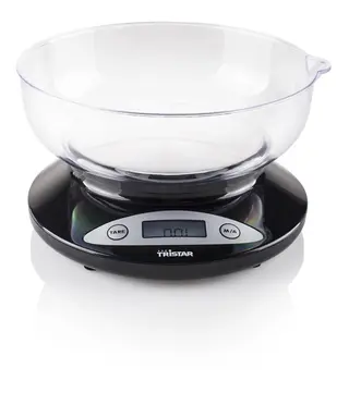 Produktfoto för Tristar KW-2430, Elektronisk köksvåg, 2 kg, 1 g, Svart, Rund, Knappar