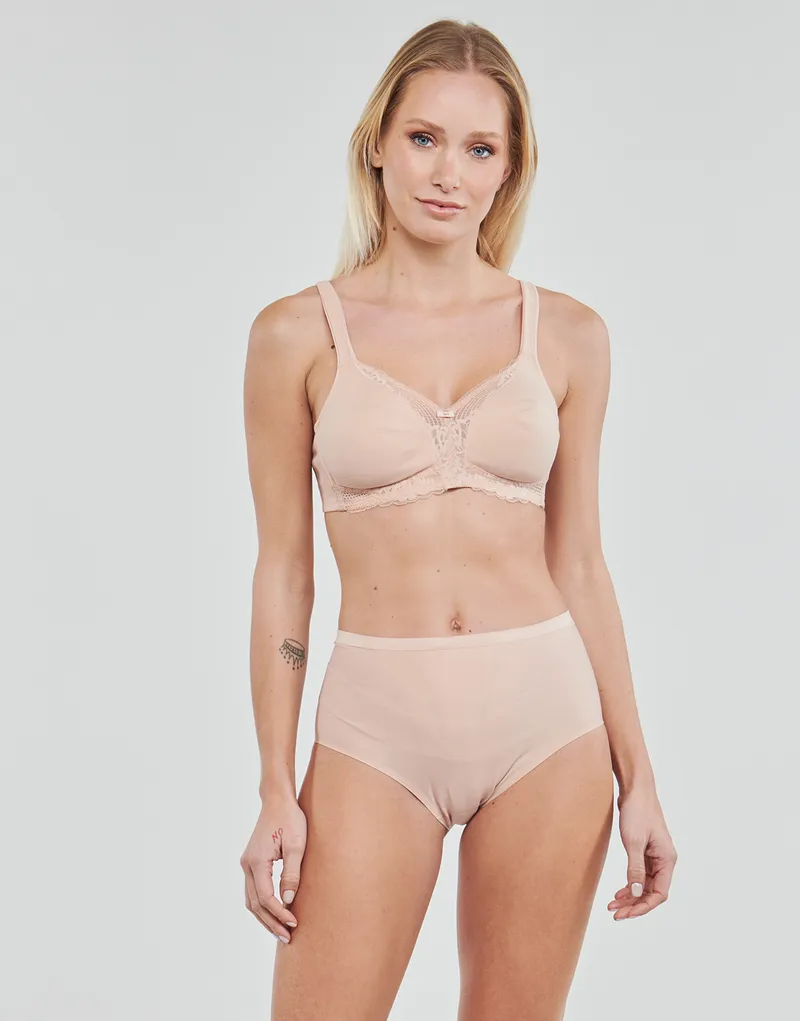 Bild 3 för Triumph BH Modern Lace Cotton Soft Bra Beige C 75 Dam