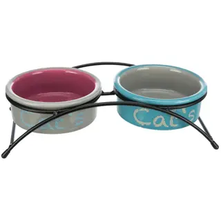 Produktfoto för TRIXIE 24791, Kat, Keramisk, Blå, Orange, Lilla, Billede, 0,3 L, 12 cm