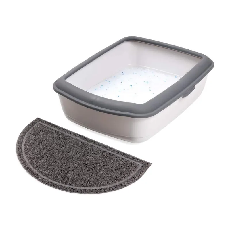 Bild 2 för Trixie Cat litter tray mat semi-circular PVC 41 × 25 cm anthracite