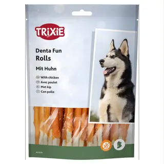 Produktfoto för Trixie Denta Fun Chicken Chewing Rolls 12cm 30pcs 240g