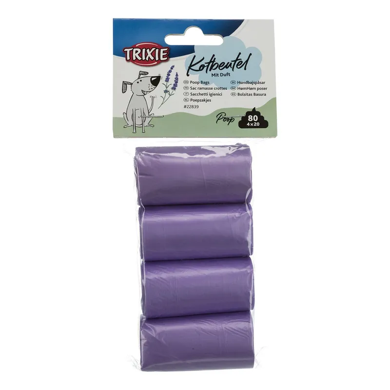 Bild 2 för Trixie Dog Poop Bags with Scent lavendel M 4 rolls purple