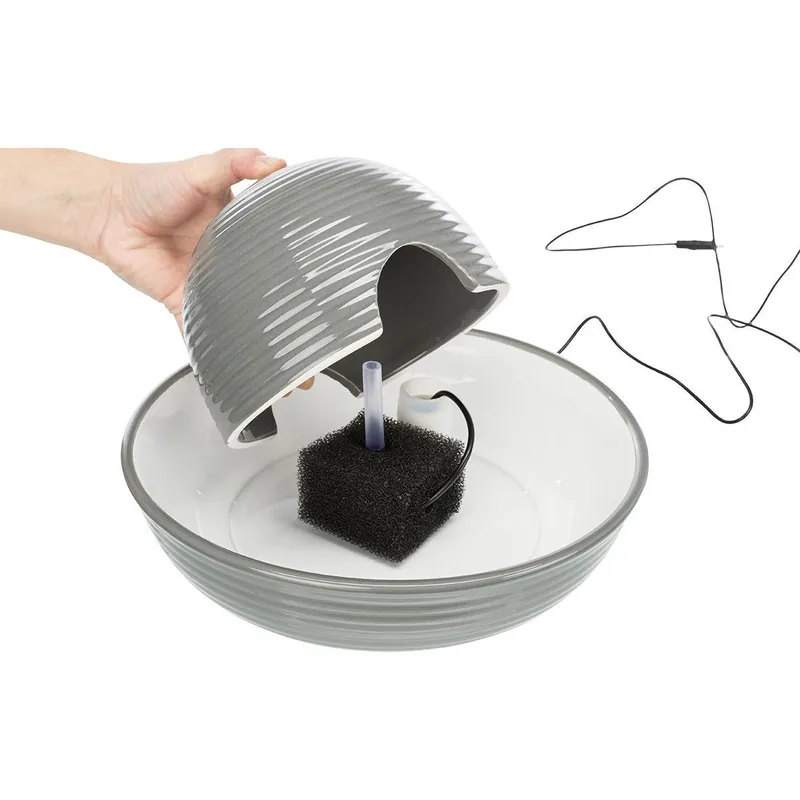 Bild 1 för Trixie Drinking fountain Vital Flow ceramic 1.5 l/ø 28 × 12 cm grey/white