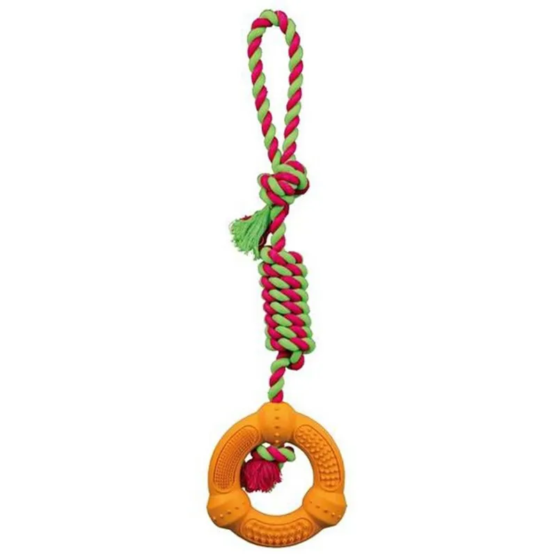 Alternativ bild 0 för Trixie Playing Rope with Ring 12 cm/41 cm assorted colours