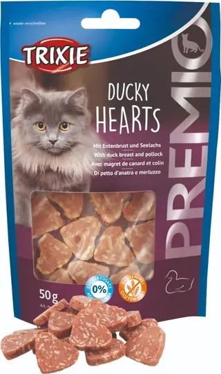 Produktfoto för Trixie Premio Hjärtan, ankbröst/havsfisk, 50 g - (6 pk/ps)