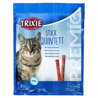 Produktfoto för Trixie Premio Quadro-Sticks, Laks/Ørred 4 × 5 g - (24 pk/ps)