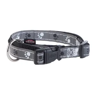 Produktfoto för Trixie Silver Reflect collar S-M: 30-45 cm/15 mm black/silver grey