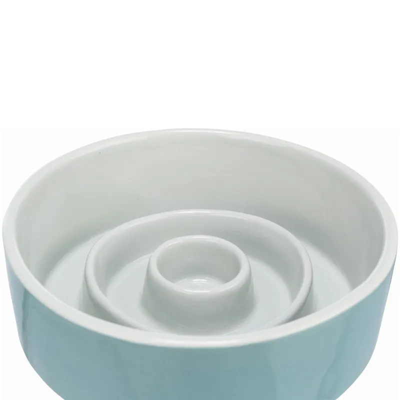 Bild 2 för Trixie Slow Feeding Ceramic Bowl 0.9 l/ø 17 cm grey/blue