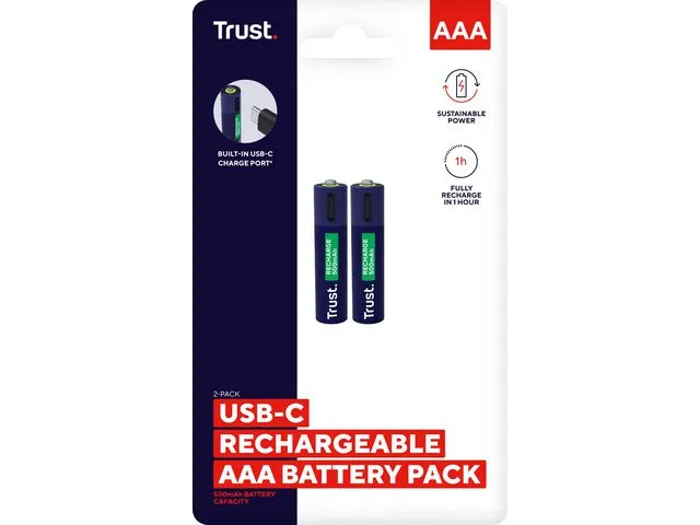 Alternativ bild 0 för Trust 2 x AAA USB-C Rechargeable
