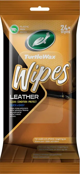 Produktfoto för Turtle Wax Leather - Clean, Condition, Protect - 24 Wipes