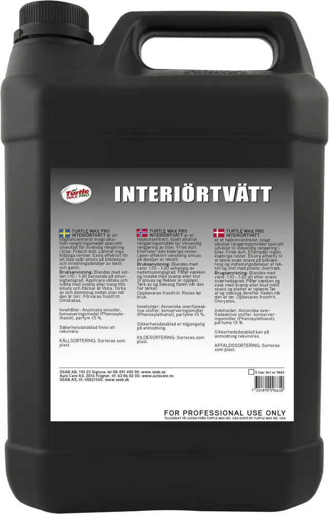 Alternativ bild 0 för Turtle Wax Pro Interiörtvätt - Textilrengöring Dunk 5 l