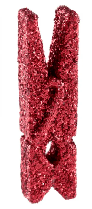 Alternativ bild 0 för Tvättklämmor mini glitter-röda 12-pack