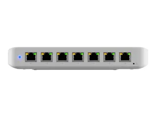 Produktfoto för Ubiquiti UniFi Switch Ultra 210W - Switch - Administrerad - 7 x 10/100/1000 (PoE+) + 1 x 10/100/1000 (PoE++) - skrivbordsmodell, väggmonterbar - PoE++ (202 W) - AC