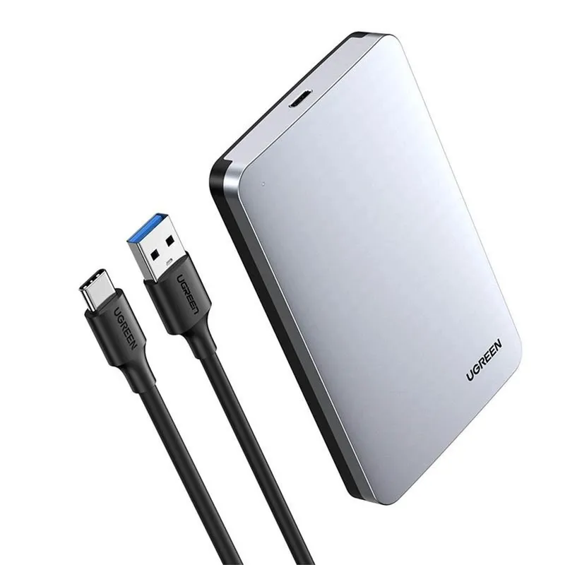 Alternativ bild 0 för Ugreen 2,5" SATA-hårddiskhölje med USB-C till USB-A-kabel - Silver