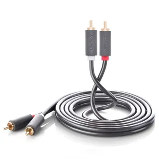 Produktfoto för Ugreen 2x RCA/Cinch stereo/ljud/videokabel, 5m - Grå