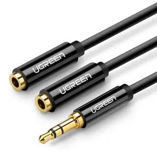 Produktfoto för Ugreen 3,5 mm hörlurs splitter minijack AUX, 25cm - Svart