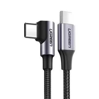 Produktfoto för Ugreen Angle USB-C till USB-C kabel 60 W 1m - Svart/Grå