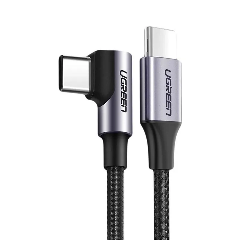 Alternativ bild 0 för Ugreen Angle USB-C till USB-C kabel 60 W 1m - Svart/Grå