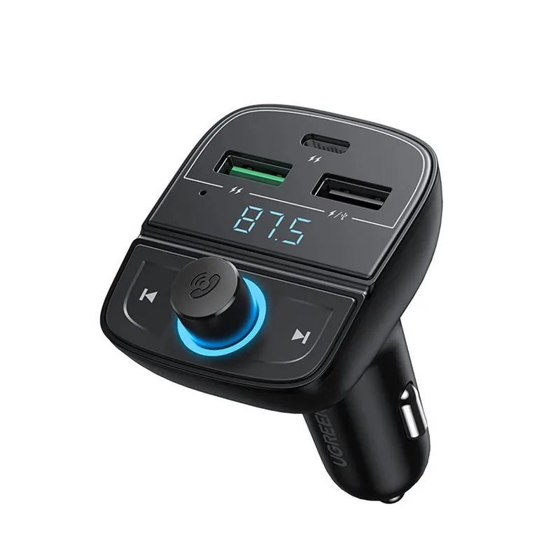 Alternativ bild 0 för UGREEN CD229 FM transmitter, Bluetooth 5.0, USB QC 3.0, USB-C PD, microSD (black)