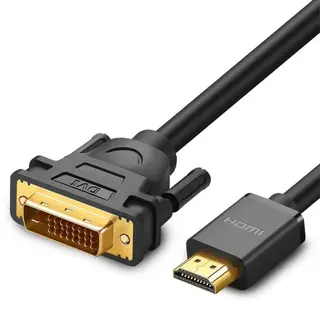 Produktfoto för Ugreen DVI 24 + 1 stift (hane) till HDMI (hane) kabeladapter, FHD, 60Hz, 1,5 m - Svart