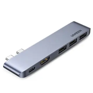 Produktfoto för Ugreen Hub 2xUSB-C till USB-C PD / HDMI / 3x USB 3.0 för MacBook Pro / Air - Grå