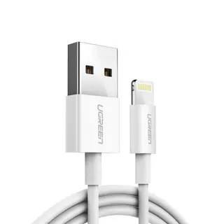 Produktfoto för Ugreen kabel USB-A till Lightning MFI kabel 2,4A, 1m - vit