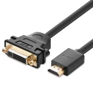 Produktfoto för Ugreen kabeladapter DVI 24 + 5-stift hona till HDMI hane, 22 cm - Svart