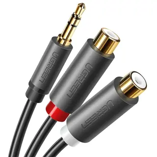 Produktfoto för Ugreen ljudadapteruttag 3,5 mm (hane) till 2xRCA (hona) kabel, 0,25 m - Grå